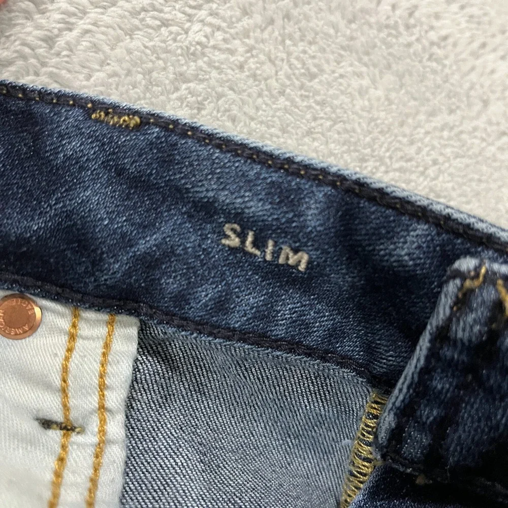 American Eagle Slim Jeans Men 40x30* AirFlex Temp Tech Blue‎ Denim Whiskered